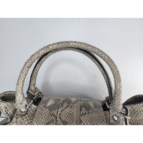 Michael Kors Jenna Tan Python Snakeskin Embossed Large Tote Shoulder Bag Purse - Picture 11 of 16